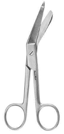 Miltex Bandage Scissors MeisterHand® Lister 4-1/2 Inch Length Surgical Grade Stainless Steel NonSterile Finger Ring Handle Angled Blunt Tip / Blunt Tip - M-529091-4973 - Each