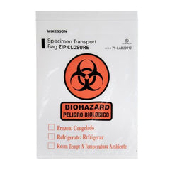 Specimen Transport Bag with Document Pouch McKesson 9 X 12 Inch LDPE Zip Closure Biohazard Symbol / Storage Instructions NonSterile