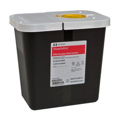 Cardinal RCRA Waste Container SharpSafety™ 10 H X 10-1/2 W X 7-1/4 D Inch 2 Gallon Black Base / White Lid Horizontal Entry Gasketed Hinged Lid - M-530476-2430 - Case of 20