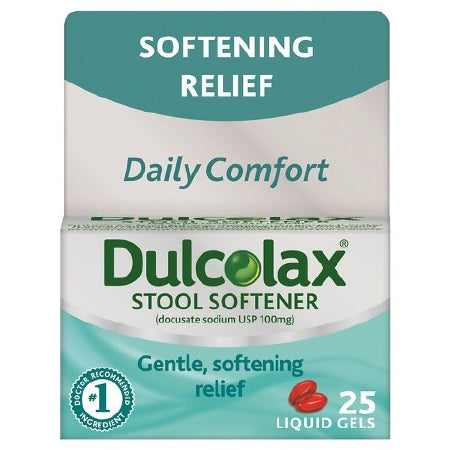 Novartis Stool Softener Dulcolax® Gelcap 25 per Box 100 mg Strength Docusate Sodium