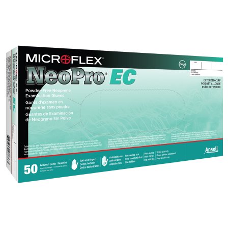 Microflex Medical Exam Glove NeoPro® EC Small NonSterile Polychloroprene Extended Cuff Length Textured Fingertips Green Chemo Tested - M-532733-4453 - Case of 500