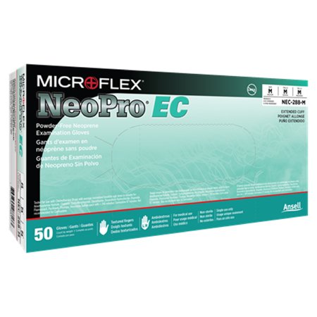 Microflex Medical Exam Glove NeoPro® EC Medium NonSterile Polychloroprene Extended Cuff Length Textured Fingertips Green Chemo Tested - M-532734-4681 - Case of 500