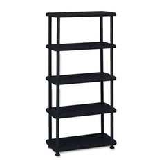 Iceberg Rough N Ready Five-Shelf Open Storage System, Resin, 36w x 18d x 74h, Black