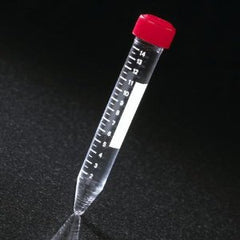 Globe Scientific Centrifuge Tube Conical Bottom Plain 17 X 120 mm 15 mL Red Screw Cap Acrylic Tube