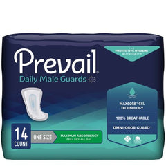 First Quality Bladder Control Pad Prevail® Daily Male Guards 12-1/2 Inch Length Heavy Absorbency Polymer Core One Size Fits Most Adult Male Disposable - M-537655-2321 - Pack of 14