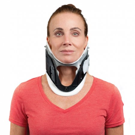 DJO Rigid Cervical Collar ProCare® Preformed Adult One Size Fits Most One-Piece / Trachea Opening 1-3/4 to 3-1/2 Inch Height 11 to 23 Inch Neck Circumference