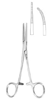 Hemostatic Forceps MeisterHand® Rankin 6-1/4 Inch Length Surgical Grade German Stainless Steel NonSterile Ratchet Lock Finger Ring Handle Curved Serrated Tips