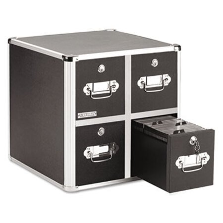 Vaultz® 4-Drawer CD File Cabinet, Holds 660 Folders or 240 Slim/120 Standard Cases, Black
