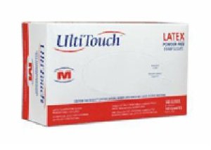 Medisource Exam Glove UltiTouch® Medium NonSterile Latex Standard Cuff Length Fully Textured White Not Chemo Approved - M-541599-3159 - Case of 1000