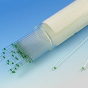 Globe Scientific Capillary Blood Collection Tube Micro-hematocrit Ammonium Heparin Additive 1.1 X 75 mm 75 µL Green Stripe Without Closure Glass Tube