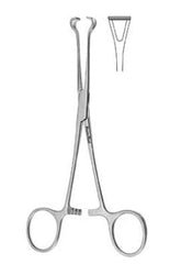 Miltex Intestinal Forceps MeisterHand® Babcock 6-1/4 Inch Length Surgical Grade German Stainless Steel NonSterile Ratchet Lock Finger Ring Handle Curved Fenestrated Triangular Jaws - M-542390-4438 - Each