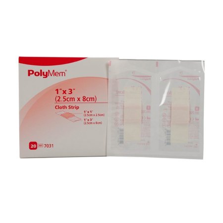 Ferris Manufacturing Adhesive Strip PolyMem® 1 X 3 Inch Polyurethane / Film Rectangle Pink / White Sterile