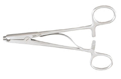 Miltex Applying Forceps Raney 6-1/4 Inch Length Surgical Grade Stainless Steel NonSterile Ratchet Lock Finger Ring Handle Straight Clip Applying Tip - M-545047-3099 - Each