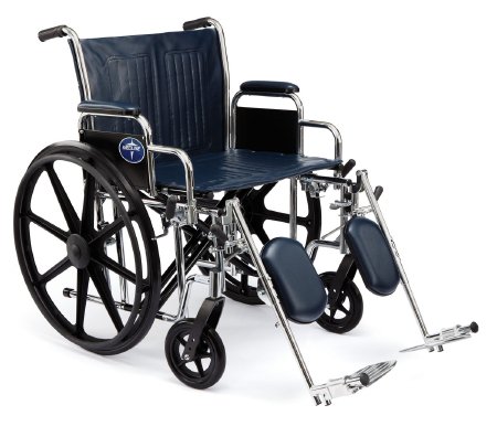Bariatric Wheelchair Excel Extra Wide Desk Length Arm Swing-Away Elevating Legrest Navy Upholstery 24 Inch Seat Width Adult 500 lbs. Weight Capacity