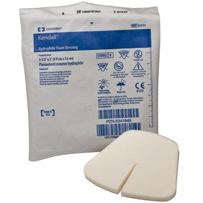 Cardinal Foam Dressing Kendall™ 3-1/2 X 3 Inch Fenestrated Square Non-Adhesive without Border Sterile