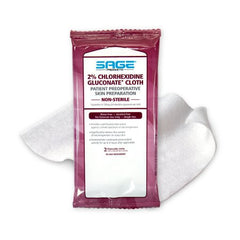 Sage Products Surgical Scrub Wipe Sage® 2 Count Individual Packet 2% Strength CHG (Chlorhexidine Gluconate) NonSterile