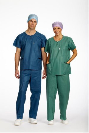 Molnlycke Scrub Shirt Barrier® Medium Green 3 Pockets Short Set-In Sleeve Unisex