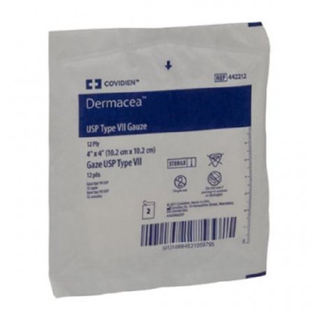 Cardinal USP Type VII Gauze Sponge Dermacea™ Cotton 12-Ply 4 X 4 Inch Square Sterile