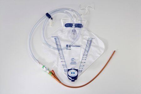 Cardinal Indwelling Catheter Tray Dover™ IC 2-Way Foley 18 Fr. 5 cc Balloon Silver Coated Silicone