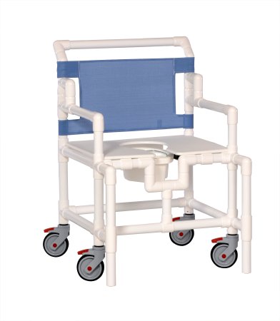 IPU Bariatric Commode / Shower Chair ipu® Fixed Arm PVC Frame Mesh Back 24 Inch Seat Width