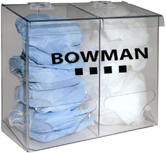 Bowman Manufacturing PPE Dispenser BOWMAN® Wall Mount 2-Compartment Clear 5.78 X 11.13 X 12.27 Inch PETG Plastic