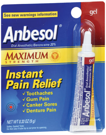 Glaxo Smith Kline Oral Pain Relief Anbesol® 20% Strength Benzocaine Oral Gel 0.33 oz.