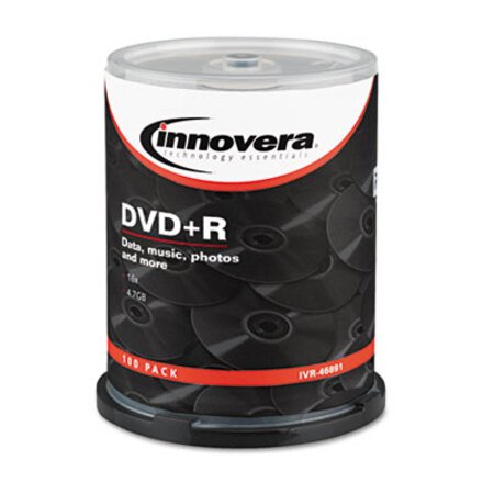 Innovera® DVD+R Discs, 4.7GB, 16x, Spindle, Silver, 100/Pack