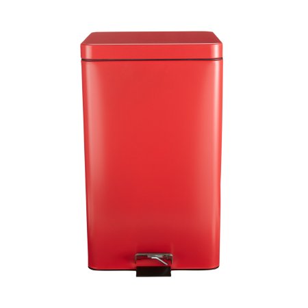 Trash Can with Plastic Liner McKesson 32 Quart Square Red Steel Step On - M-553988-4111 - Each