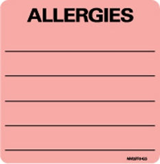 Precision Dynamics Pre-Printed Label Barkley® Allergy Alert Fluorescent Red Allergies Black Alert Label 2-1/2 X 2-7/16 Inch - M-555558-2594 - Roll of 1
