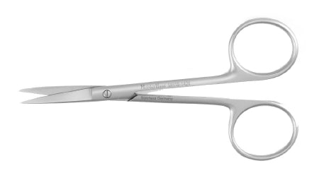 Miltex Iris Scissors MeisterHand® Knapp 4 Inch Length Surgical Grade Stainless Steel NonSterile Finger Ring Handle Curved Sharp Tip / Blunt Tip - M-557228-4888 - Each