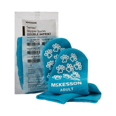 Slipper Socks McKesson Terries™ Teal Above the Ankle