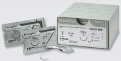 Suture with Needle MonoPlus® Absorbable Uncoated Violet Suture Monofilament Polydioxanone Size 4 - 0 45 cm Suture 1-Needle 19 mm Length 3/8 Circle Reverse Cutting Needle