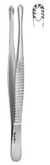 Miltex Tissue Forceps MeisterHand® Russian 10 Inch Length Surgical Grade German Stainless Steel NonSterile NonLocking Thumb Handle Straight Radially Serrated Round Cups - M-560562-2778 - Each