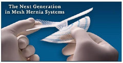 Hernia Repair Mesh Ultrapro Hernia System Partially Absorbable Polypropylene / Poliglecaprone-25 4 X 4-7/10 Inch Oval Style Undyed with Blue Striping Sterile