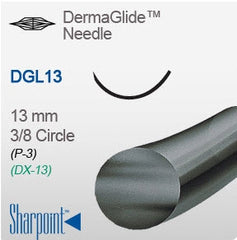 Suture with Needle Sharpoint® Nonabsorbable Uncoated Black Suture Monofilament Nylon Size 6 - 0 18 Inch Suture 1-Needle 13 mm Length 3/8 Circle Dermaglide Needle