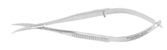 Corneal Scissors MeisterHand® Castroviejo 3-3/4 Inch Length Surgical Grade Stainless Steel NonSterile Finger Ring Handle Angled Sharp Tip / Sharp Tip