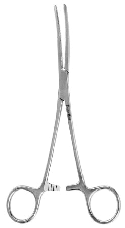 Hemostatic Forceps MeisterHand® Rochester-Pean 8 Inch Length Surgical Grade German Stainless Steel NonSterile Ratchet Lock Finger Ring Handle Curved Serrated Tips