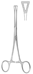 Hemostatic Forceps MeisterHand® Pennington 6 Inch Length Surgical Grade German Stainless Steel NonSterile Ratchet Lock Finger Ring Handle Straight Serrated Fenestrated Triangular Jaws