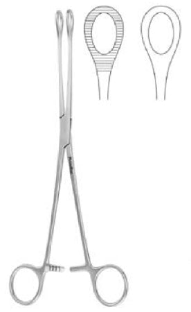 Miltex Sponge Forceps MeisterHand® Foerster 9-1/2 Inch Length Surgical Grade German Stainless Steel NonSterile Ratchet Lock Finger Ring Handle Straight Fenestrated Oval Tips - M-565249-3835 - Each