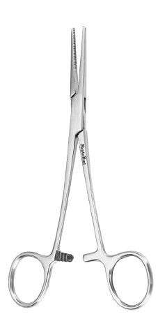 Hemostatic Forceps MeisterHand® Rankin 6-1/4 Inch Length Surgical Grade German Stainless Steel NonSterile Ratchet Lock Finger Ring Handle Straight Serrated Tips