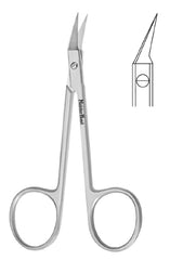 Miltex Stitch Scissors MeisterHand® O'Brien 3-3/4 Inch Length Surgical Grade Stainless Steel NonSterile Finger Ring Handle Angled Sharp Tip / Sharp Tip - M-565278-3314 - Each