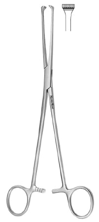 Miltex Tissue Forceps MeisterHand® Thoms-Allis 8 Inch Length Surgical Grade German Stainless Steel NonSterile Ratchet Lock Finger Ring Handle Straight 6 X 7 Teeth - M-565366-2938 - Each