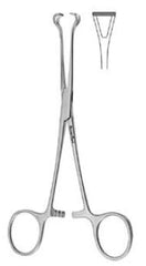 Intestinal Forceps MeisterHand® Babcock 8-1/4 Inch Length Surgical Grade German Stainless Steel NonSterile Ratchet Lock Finger Ring Handle Curved Fenestrated Triangular Jaws