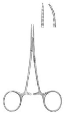 Miltex Mosquito Forceps MeisterHand® Jacobson 5 Inch Length Surgical Grade German Stainless Steel NonSterile Ratchet Lock Finger Ring Handle Curved Extremely Delicate Serrated Tips - M-565376-4948 - Each