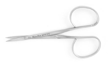 Miltex Iris Scissors MeisterHand® 4 Inch Length Surgical Grade Stainless Steel NonSterile Ribbon Style Finger Ring Handle Straight Sharp Tip / Sharp Tip - M-565403-3480 - Each