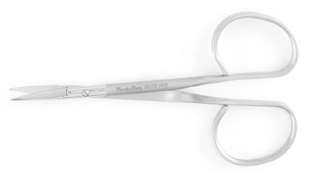 Miltex Iris Scissors MeisterHand® 4 Inch Length Surgical Grade Stainless Steel NonSterile Ribbon Style Finger Ring Handle Curved Sharp Tip / Sharp Tip - M-565404-2196 - Each