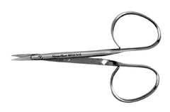 Mini Iris Scissors MeisterHand® 3-3/4 Inch Length Surgical Grade Stainless Steel NonSterile Ribbon Style Finger Ring Handle Curved Sharp Tip / Sharp Tip