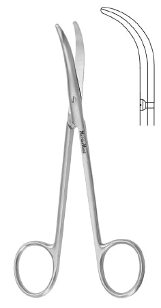 Miltex Lower Lateral Scissors MeisterHand® Fomon 5 Inch Length Surgical Grade Stainless Steel NonSterile Finger Ring Handle Fully Curved Blunt Tip / Blunt Tip - M-565450-1382 - Each