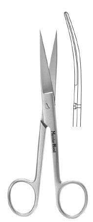 Operating Scissors MeisterHand® 5-1/2 Inch Length Surgical Grade Stainless Steel NonSterile Finger Ring Handle Curved Sharp Tip / Sharp Tip