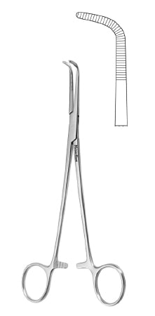 Thoracic Forceps MeisterHand® Kantrowitz 7-1/2 Inch Length Surgical Grade German Stainless Steel NonSterile Ratchet Lock Finger Ring Handle Angled 90° Delicate Serrated Tips